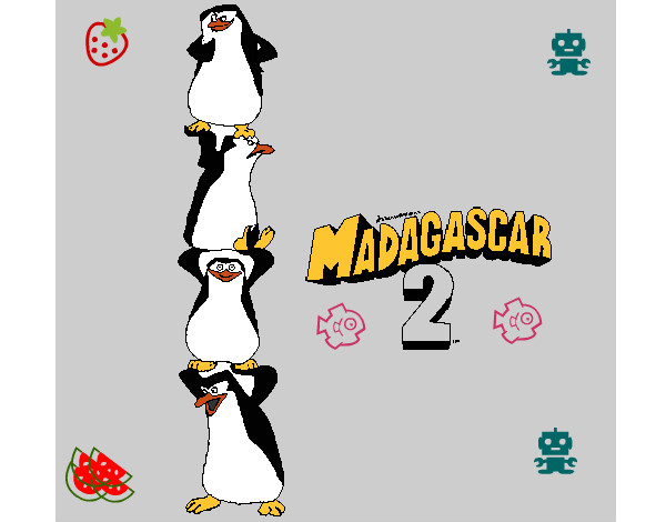 Desenho Madagascar 2 Pingüinos pintado por neninhaa