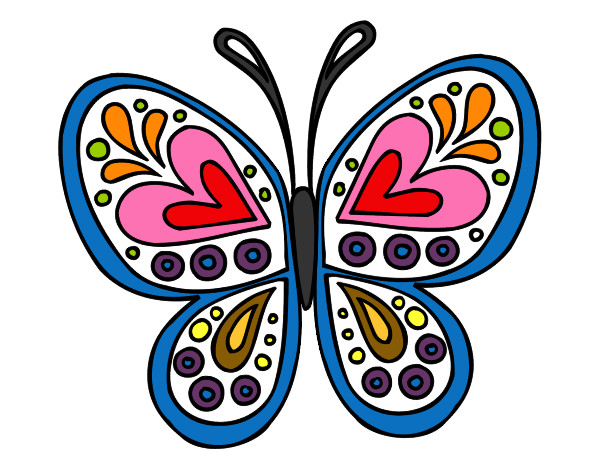 Desenho Mandala borboleta pintado por tinha