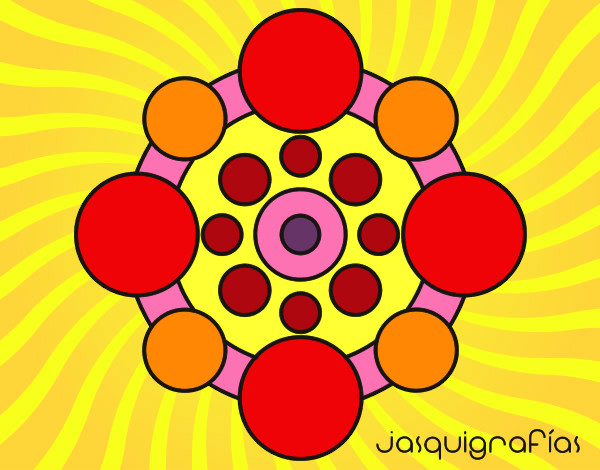 Desenho Mandala com rodadas pintado por inara
