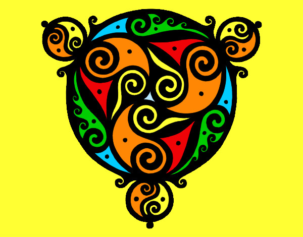 Desenho Mandala com três pontos pintado por inara