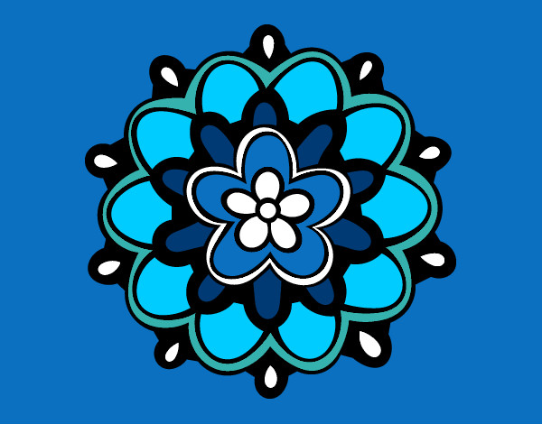 Desenho Mandala com uma flor pintado por inara