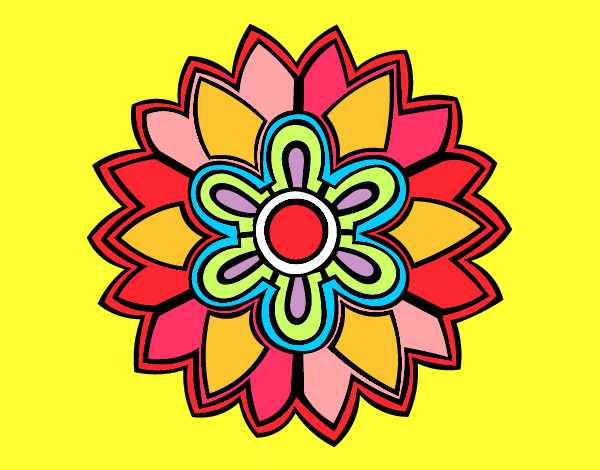 Desenho Mandala em forma flor weiss pintado por inara