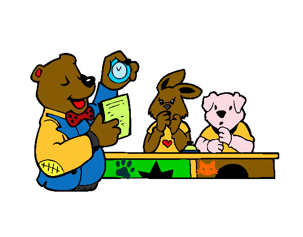 Desenho Professor urso e seus alunos pintado por gabrielrog