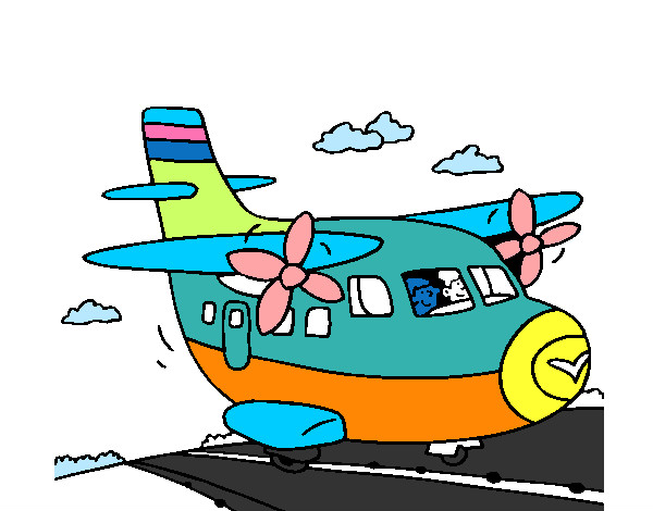 Desenho Avião a descolar pintado por josiasalve