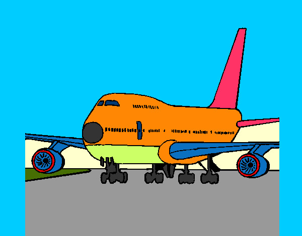 Desenho Avião em pista pintado por josiasalve