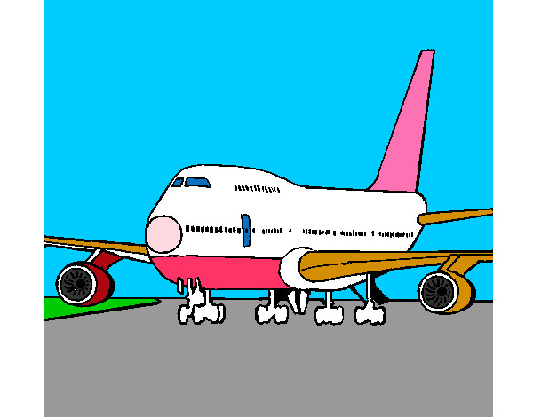 Desenho Avião em pista pintado por josiasalve