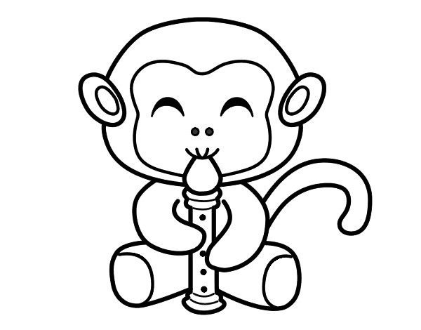 Desenho Macaco flautista pintado por slsc