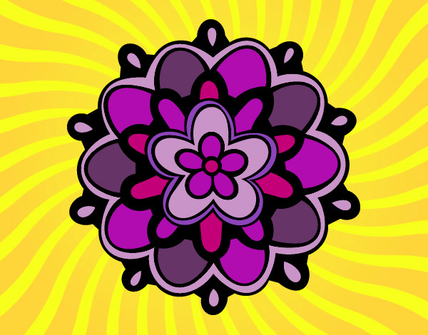Desenho Mandala com uma flor pintado por Bbia