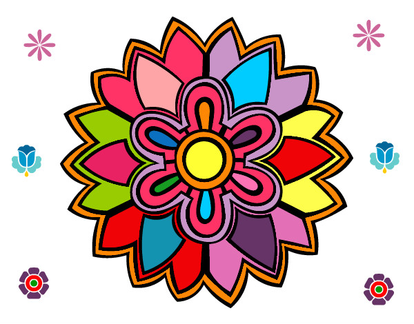 Desenho Mandala em forma flor weiss pintado por kelli