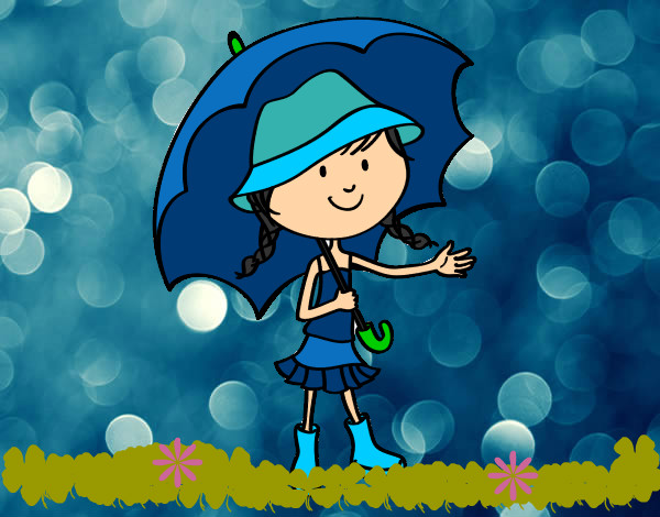 Desenho Menina com guarda-chuva pintado por Charlene20