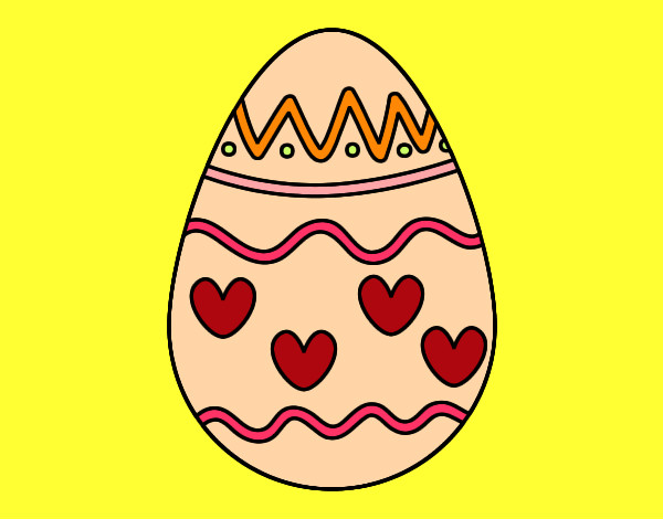 Desenho Ovo com corações pintado por tchuquinha