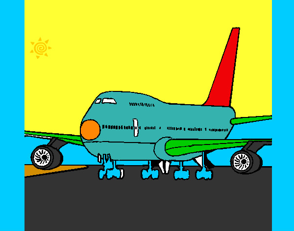 Desenho Avião em pista pintado por isaque1234