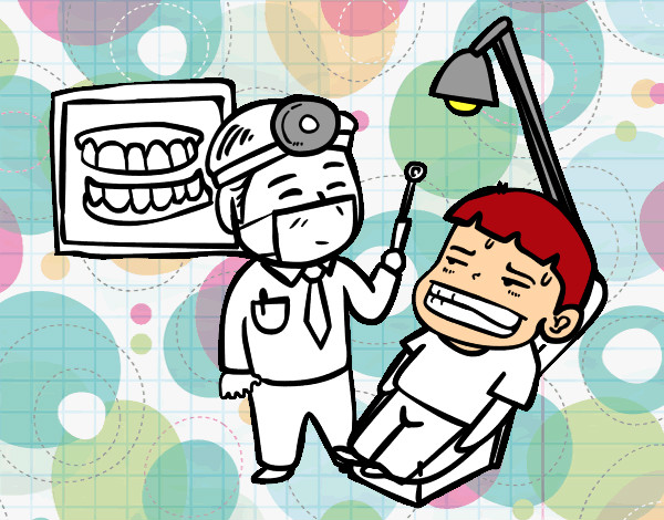 Desenho Dentista com paciente pintado por Pedre