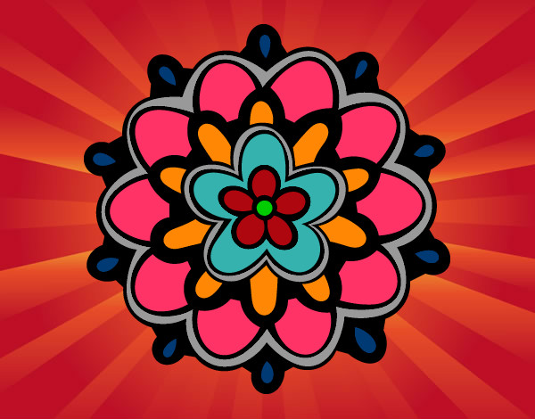 Desenho Mandala com uma flor pintado por FabianaCid