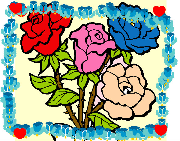 Desenho Ramo de rosas pintado por Roseta