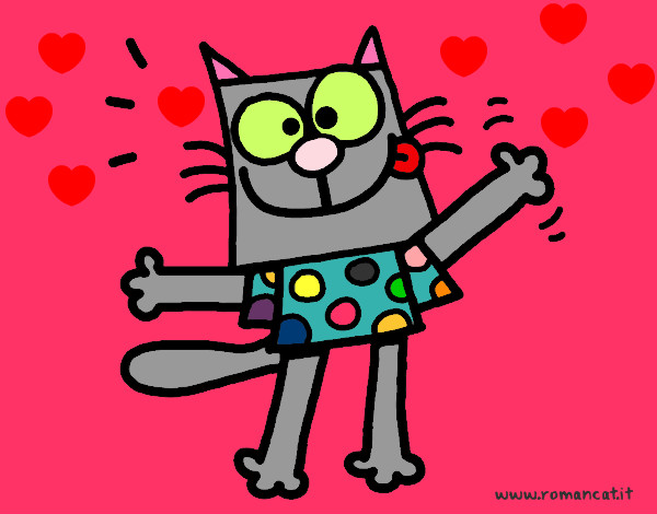 Desenho Gato com camiseta pintado por FabianaCid
