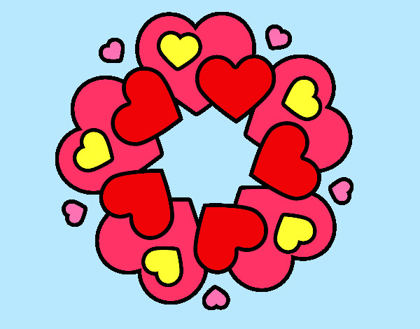 Desenho Mandala com corações pintado por juninhojr