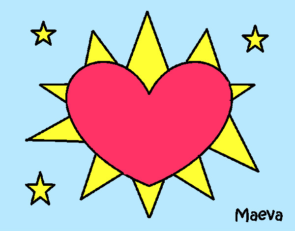Desenho Sol em forma de coração pintado por juninhojr