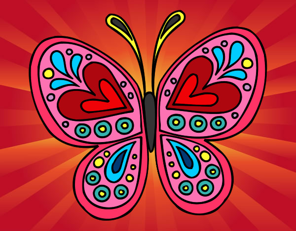 Desenho Mandala borboleta pintado por Avani