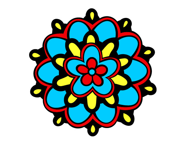 Desenho Mandala com uma flor pintado por lilicalana