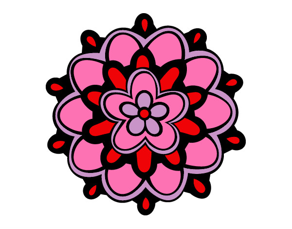 Desenho Mandala com uma flor pintado por nandinhaz