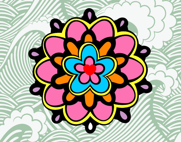 Desenho Mandala com uma flor pintado por YULA