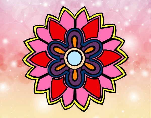 Desenho Mandala em forma flor weiss pintado por marinatica