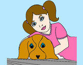 Desenho Menina a abraçar o seu cão pintado por nandinhaz