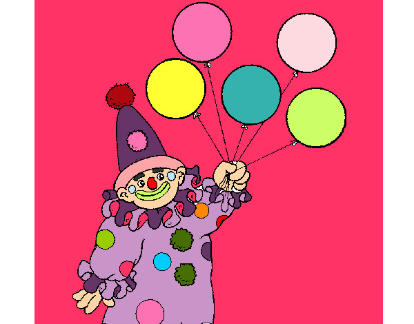 Desenho Palhaço com balões pintado por Karol09