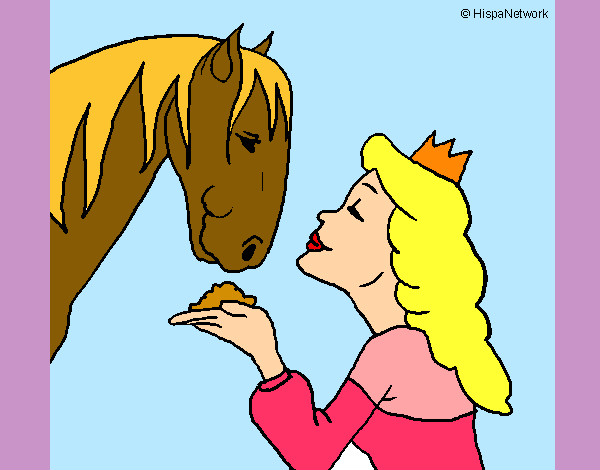 Desenho Princesa e cavalo pintado por marinatica