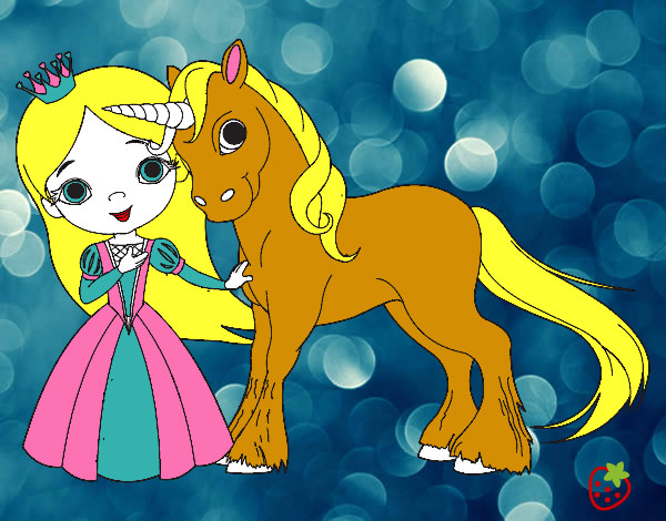 Desenho Princesa e unicórnio pintado por lilicalana