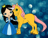 Desenho Princesa e unicórnio pintado por YULA