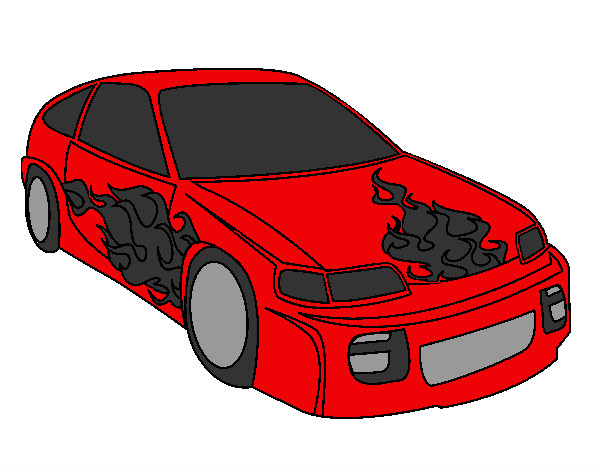 Desenho Carro com chamas pintado por gokussj5