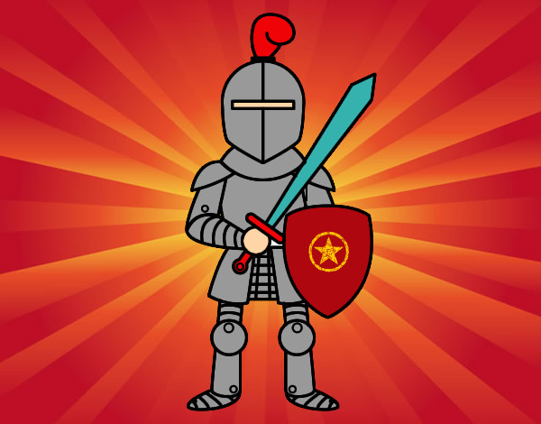Desenho Cavaleiro com espada e escudo pintado por lonewolf