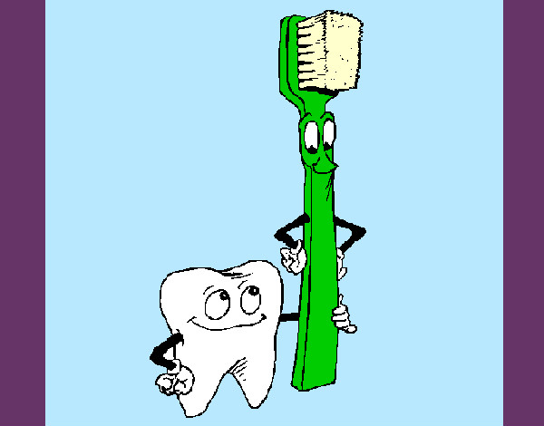 Desenho Dentes e escova de dentes pintado por marinatica