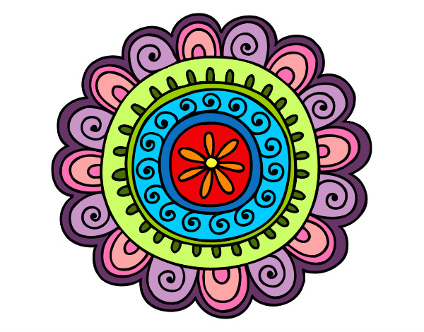Desenho Mandala alegre pintado por Demi