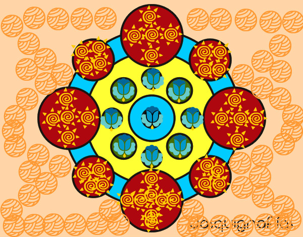 Desenho Mandala com rodadas pintado por Biab