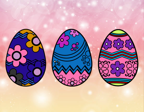 Desenho Três ovos de Páscoa pintado por vilu
