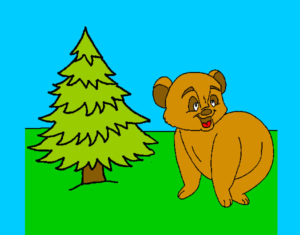Desenho Urso e abeto pintado por luisa29