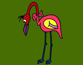 Desenho Flamingo com passarita pintado por guilhermep