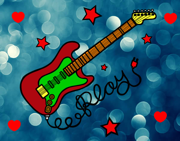 Desenho Guitarra e estrelas pintado por DaniBrites
