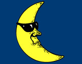 Desenho Lua com óculos de sol pintado por lansttai