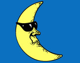 Desenho Lua com óculos de sol pintado por lansttai