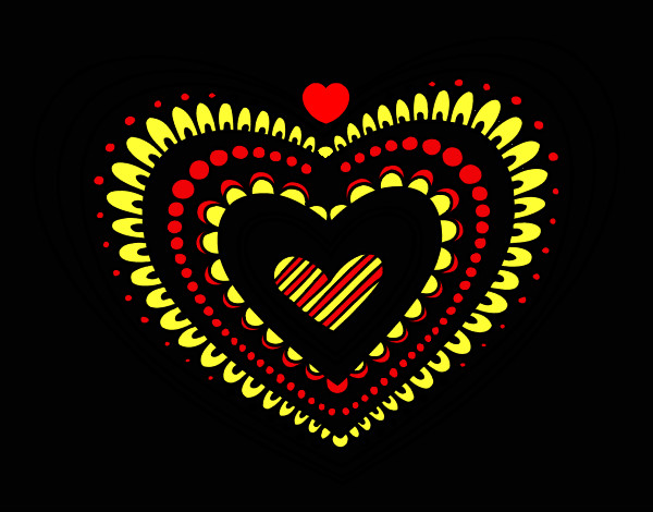 Desenho Mandala coração pintado por Bbia