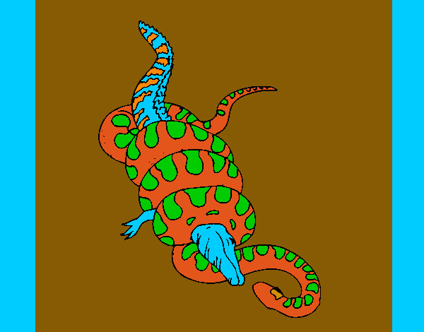 Desenho Anaconda e jacaré pintado por fabiof