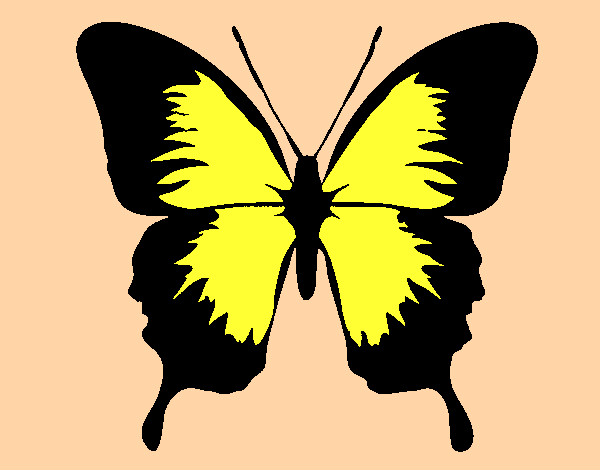 Desenho Borboleta com asas negras pintado por Demi