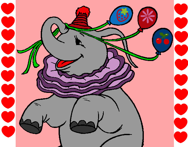 Desenho Elefante com 3 balões pintado por fabiof