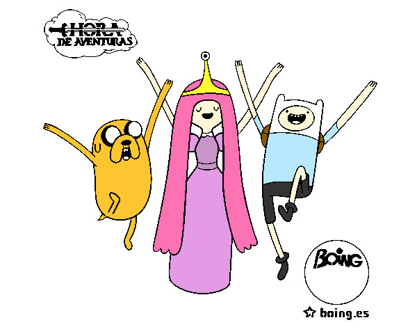 Desenho Jake, Princesa Bubblegum e Finn pintado por debinhaxdx