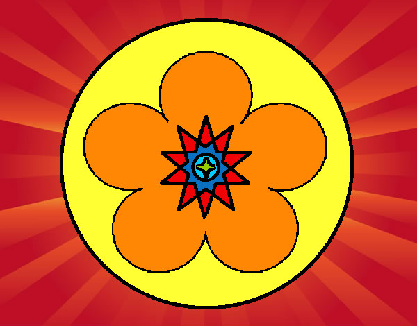 Desenho Mandala com flor pintado por Demi