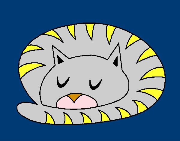 Desenho Gato a dormir pintado por lansttai